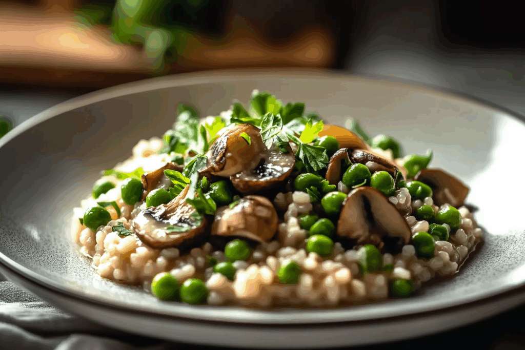 Mushroom Pea Risotto