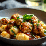 Slow Cooker Tuscan Chicken Meatballs with Gnocchi