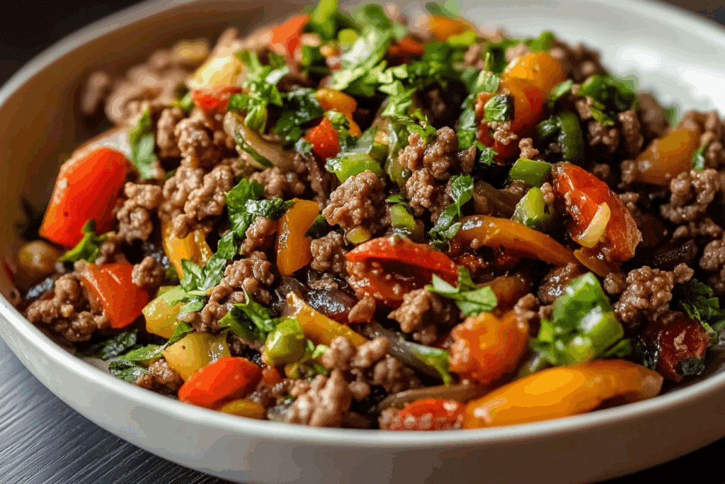 Mediterranean Ground Beef Stir Fry