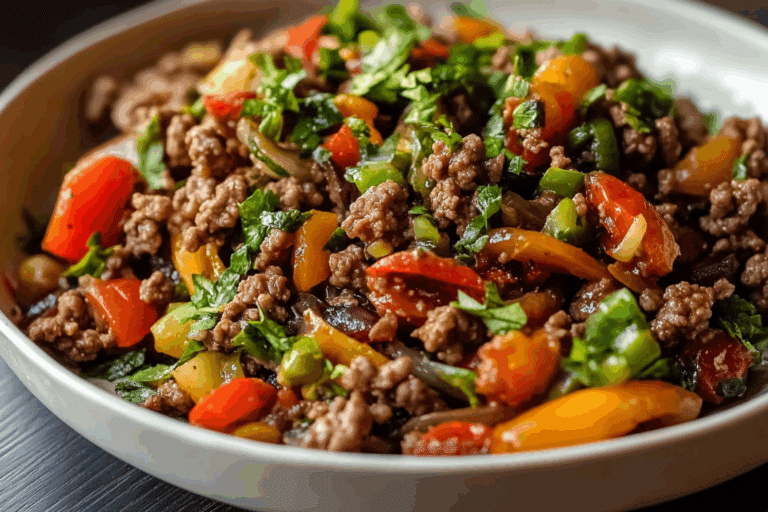 Mediterranean Ground Beef Stir Fry