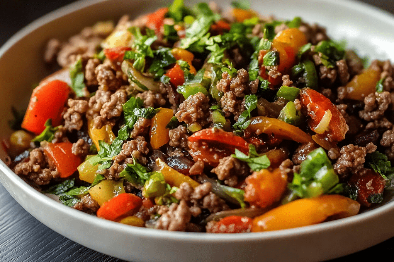 Mediterranean Ground Beef Stir Fry