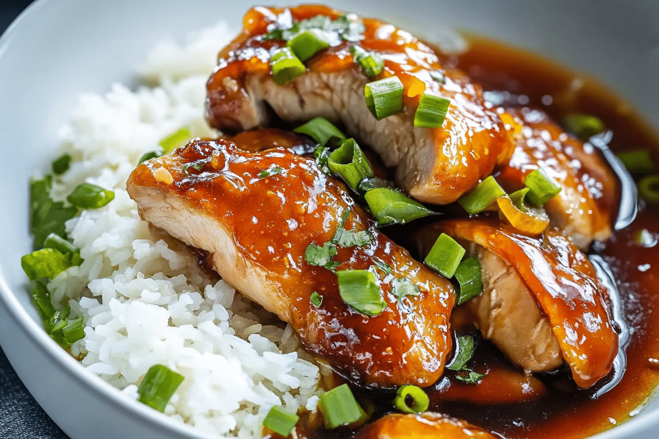 Caramelised Soy Chicken in Garlic Ginger Broth with Rice