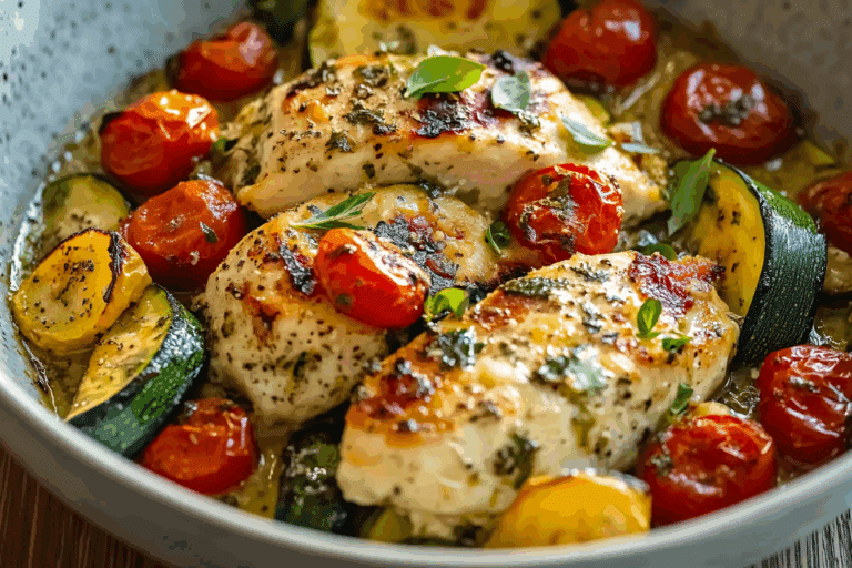 Mediterranean Chicken Zucchini Bake