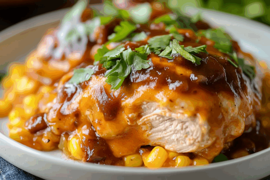 Crockpot Cheesy BBQ Monterey Chicken