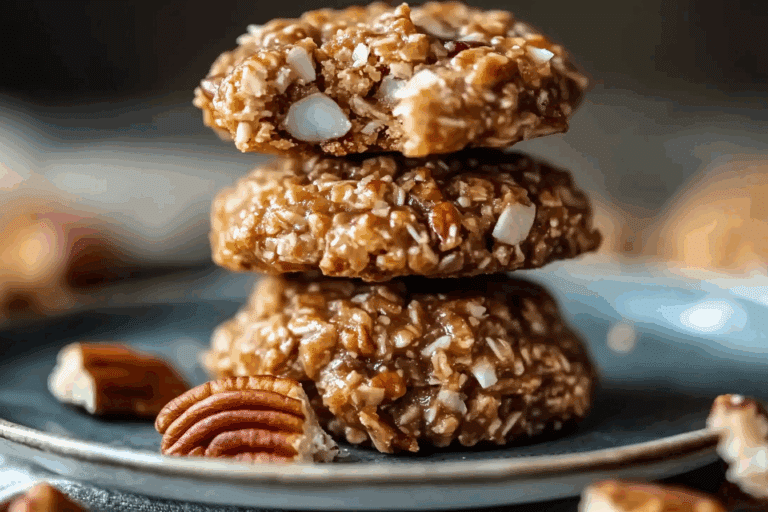 No-Bake Pecan Coconut Praline Cookies