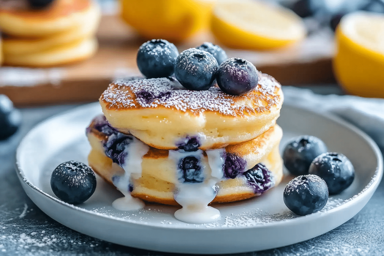 Greek Yogurt Lemon Blueberry Pancake Bites