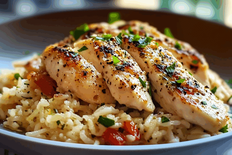 Chicken Scampi with Garlic Parmesan Rice