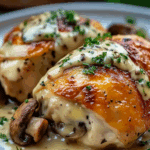 Cheesy Garlic Butter Mushroom Stuffed Chicken
