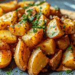 Pecorino Garlic Potatoes over Harissa Mayo