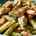 Chicken & Vegetable Penne with Parsley-Walnut Pesto