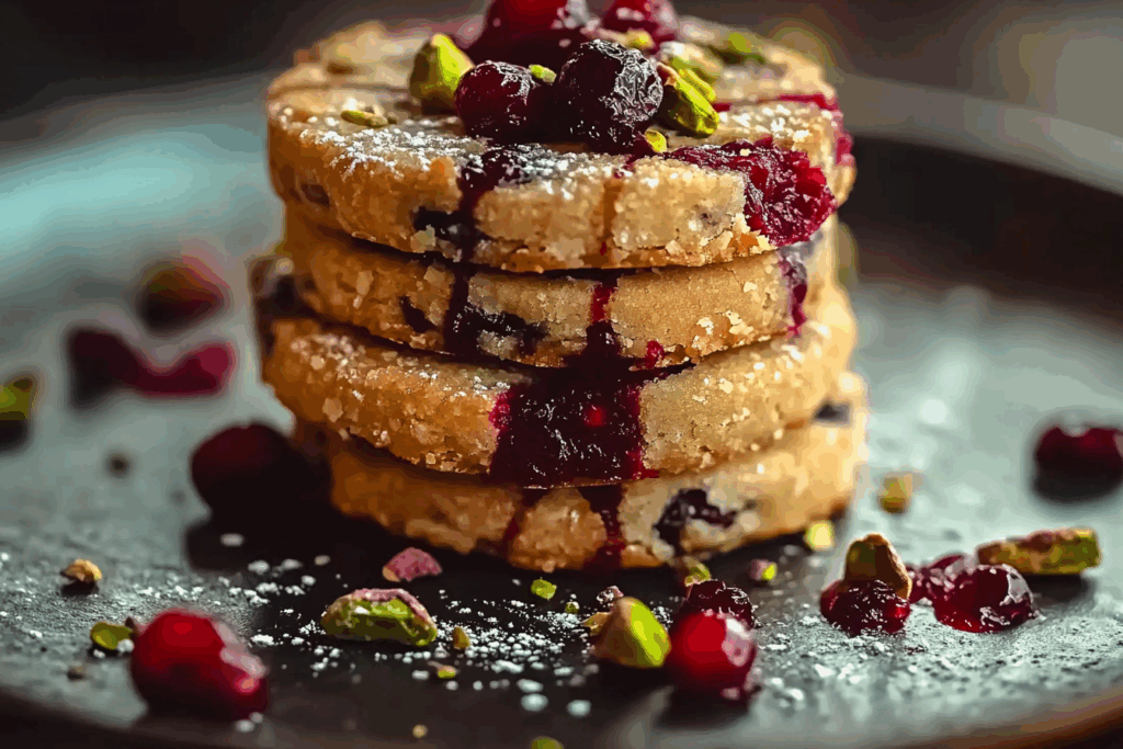 Cranberry Pistachio Shortbread Cookies