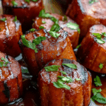 Maple BBQ Hasselback Kielbasa Bites