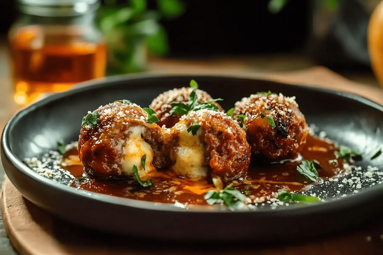 Mozzarella Stuffed Meatballs