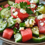Simple Watermelon Cucumber Feta Salad