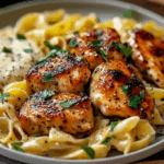 Honey Pepper Chicken with Creamy Garlic Butter Pasta