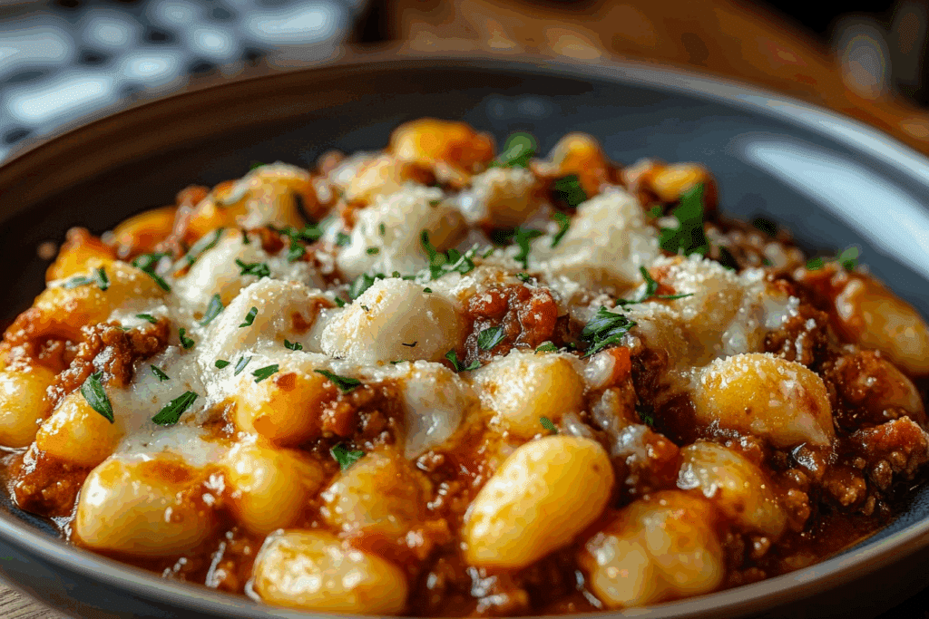 Cheesy Bolognese Gnocchi Bake