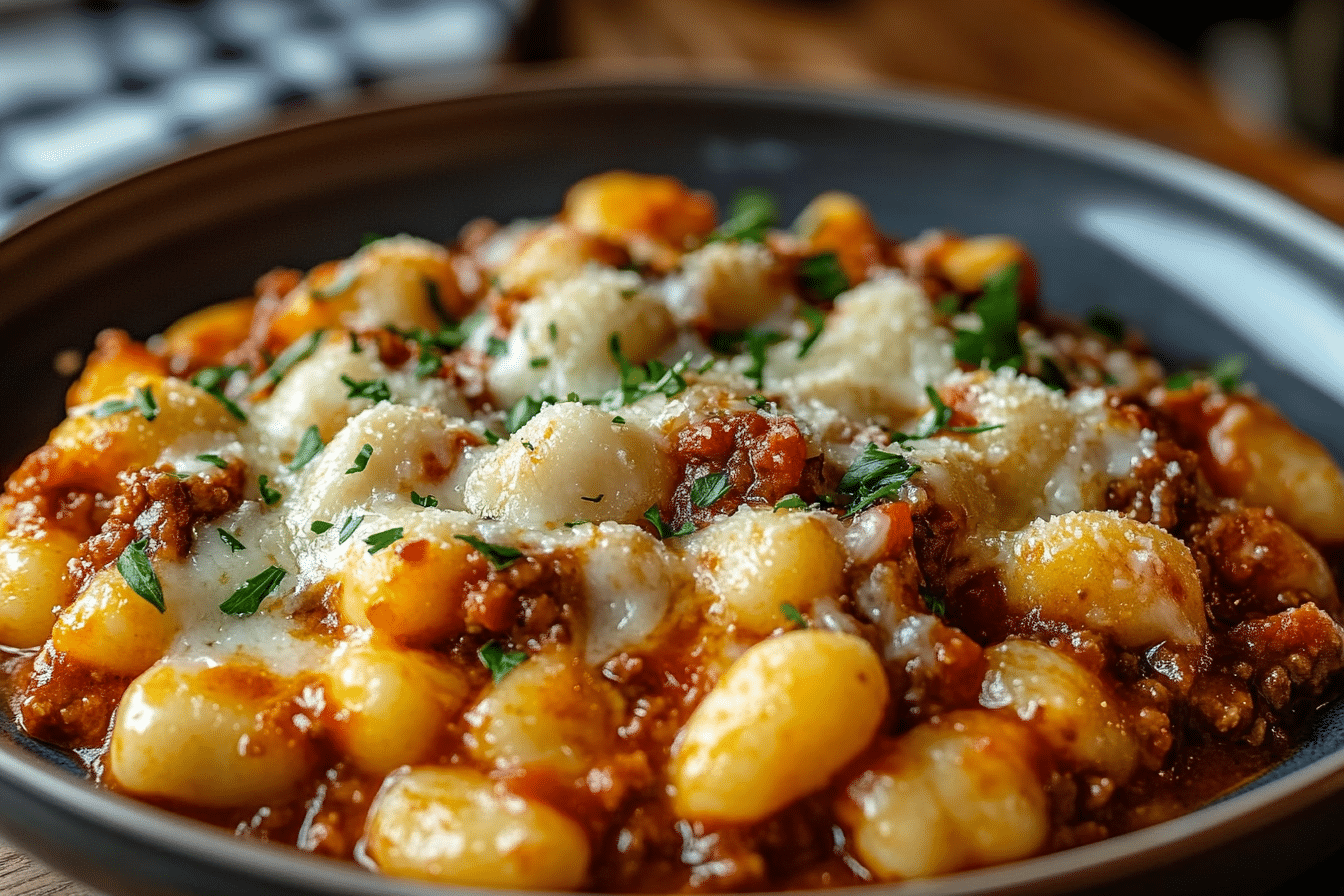 Cheesy Bolognese Gnocchi Bake