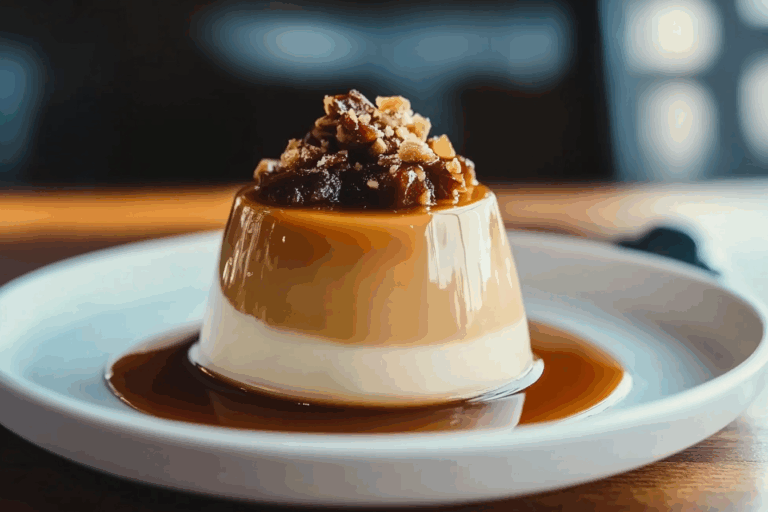 Salted Caramel Panna Cotta with Praline