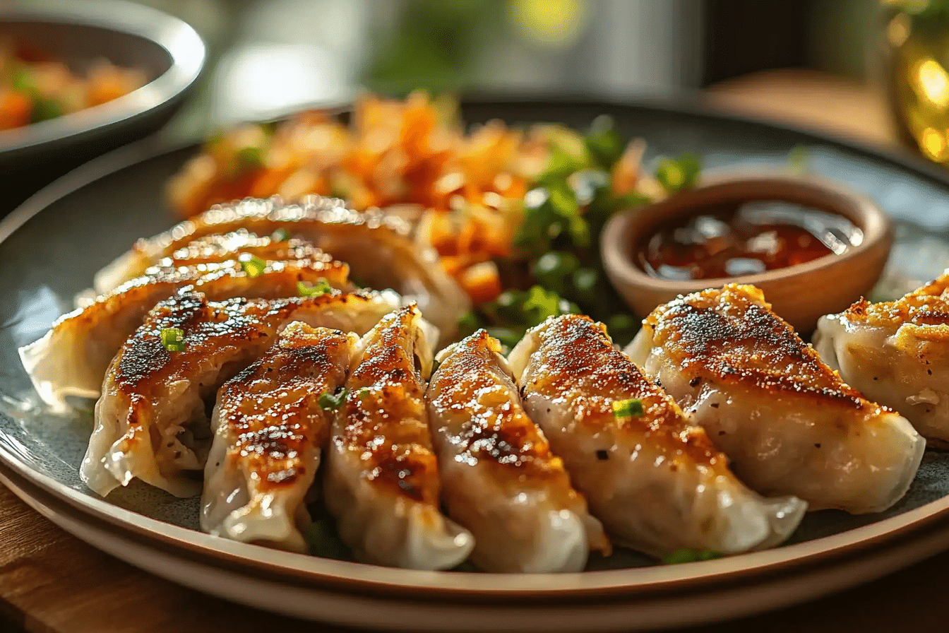 Smashed Chicken Gyoza with Kimchi & Rice