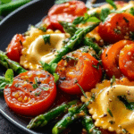Ravioli with Tomatoes, Asparagus, Garlic, and Herbs