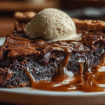Rich and Gooey Caramel Brownie Pie