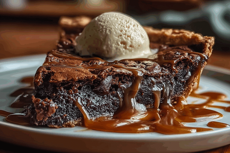 Rich and Gooey Caramel Brownie Pie