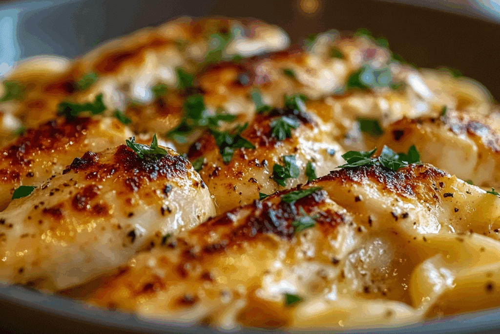 Cheesy Garlic Parmesan Chicken Pasta Skillet