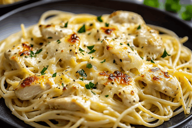 Cheesy Garlic Parmesan Chicken Spaghetti