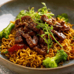Honey Soy Crispy Beef and Noodles