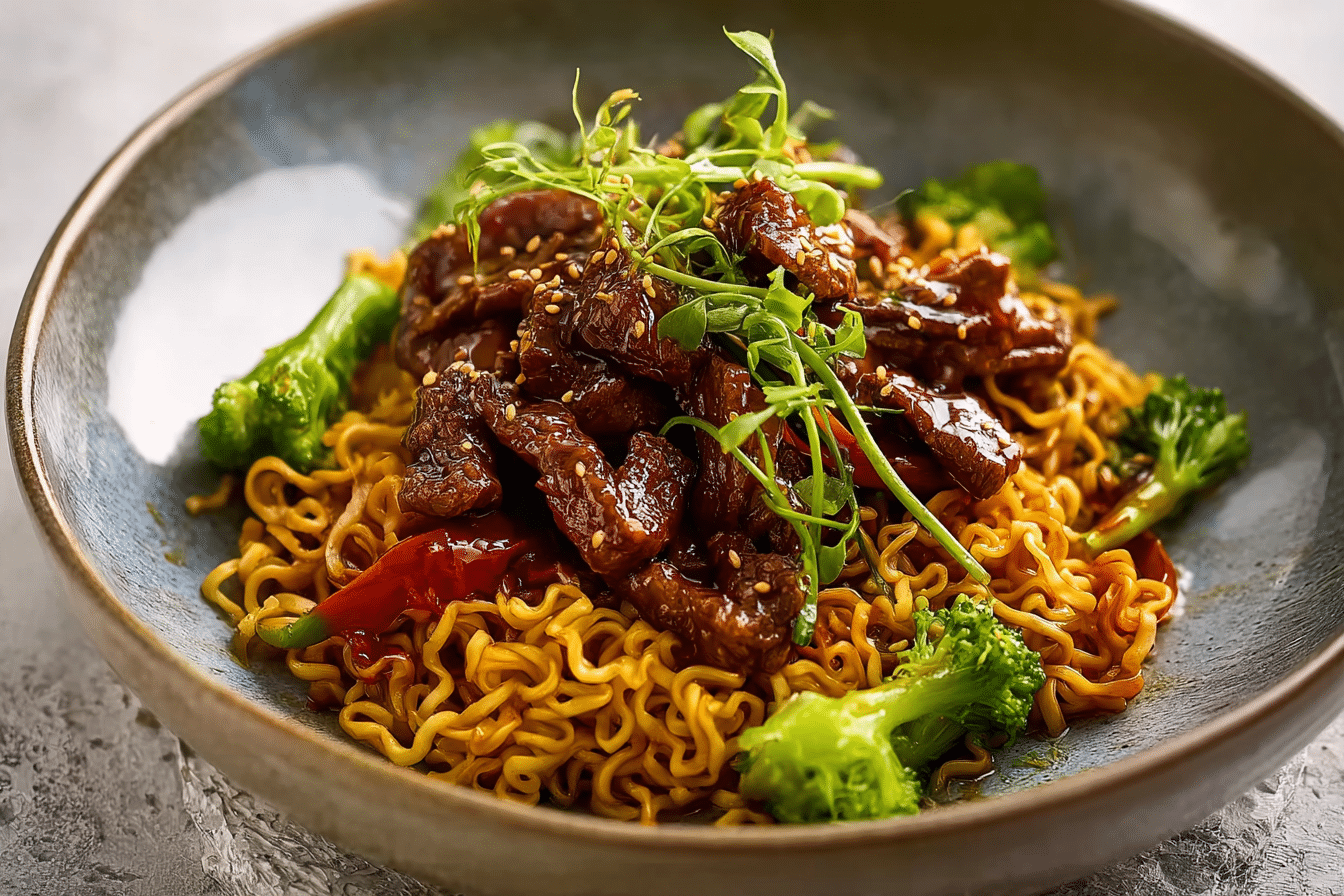 Honey Soy Crispy Beef and Noodles