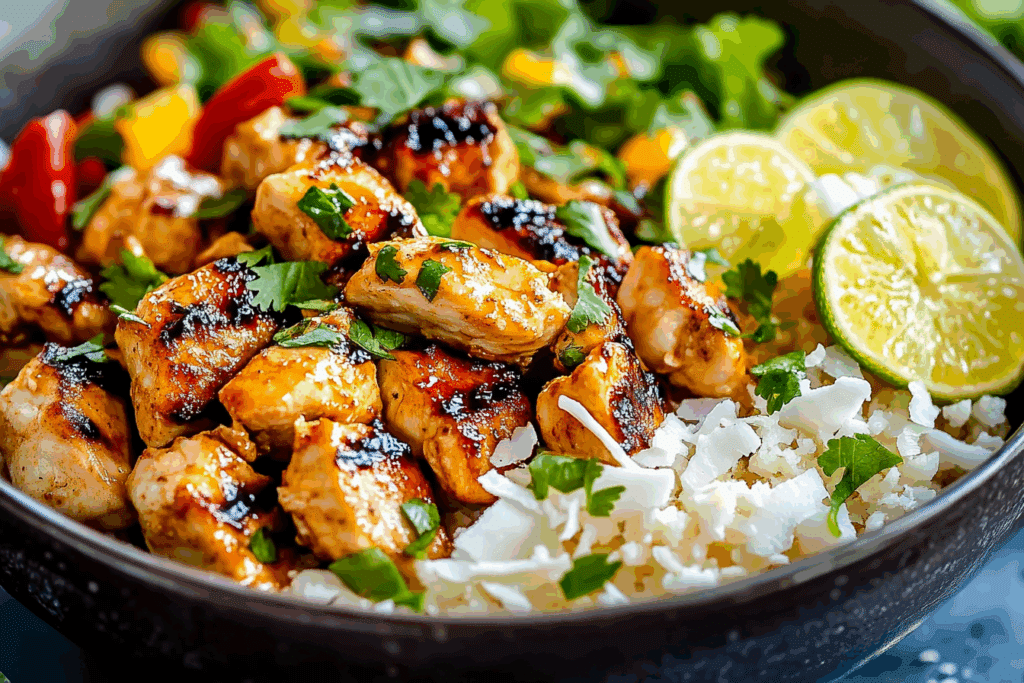 Sweet Chili Chicken Bowl with Coconut Lime Drizzle