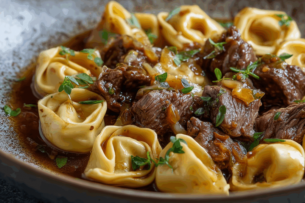 French Onion Beef and Tortellini Recipe