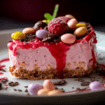Pink M\&M Snickers Cheesecake