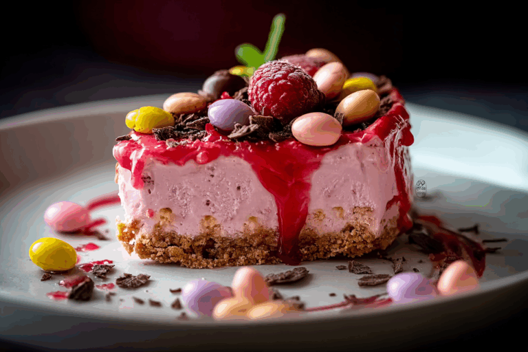 Pink M\&M Snickers Cheesecake