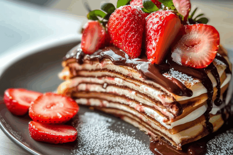 Strawberry Nutella Crepe Cake