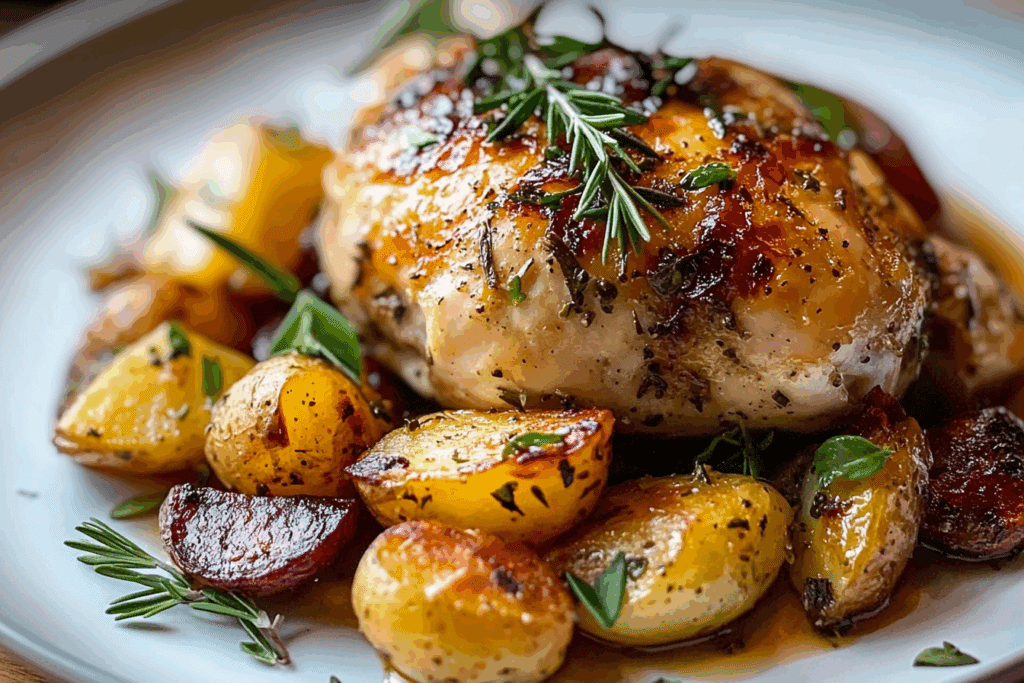 Savoury Herb Roasted Chicken and Crispy Potato Medley