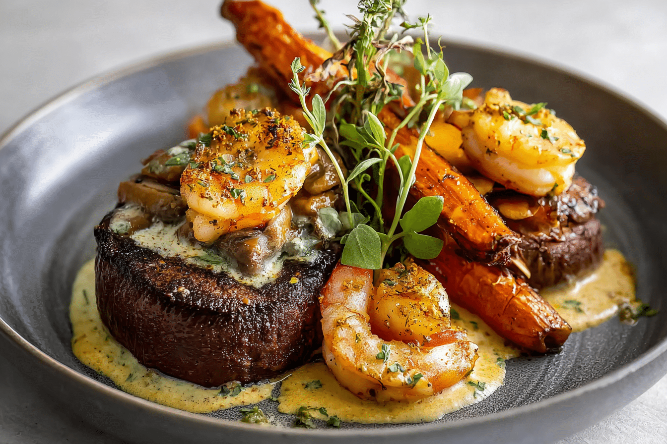 Ultimate Surf and Turf with Garlic Cream Sauce