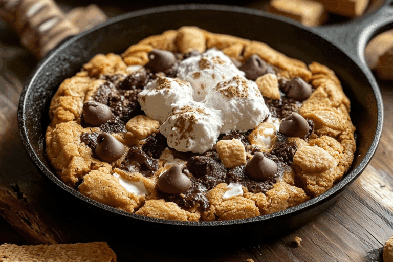Brown Butter S’mores Chocolate Chip Cookie Skillet