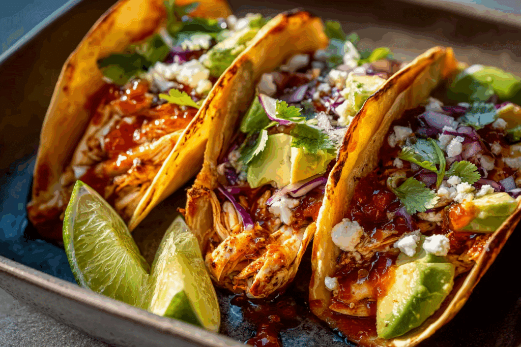 Best Chicken Tacos (Stovetop or Crockpot)