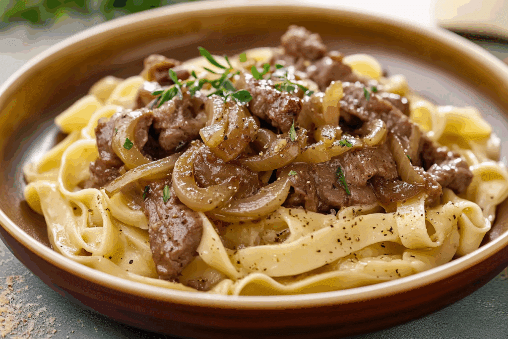 The Best French Onion Beef and Noodles