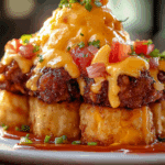 Cheeseburger Stuffed Tater Tot Cones with Colossal Cheese Volcano