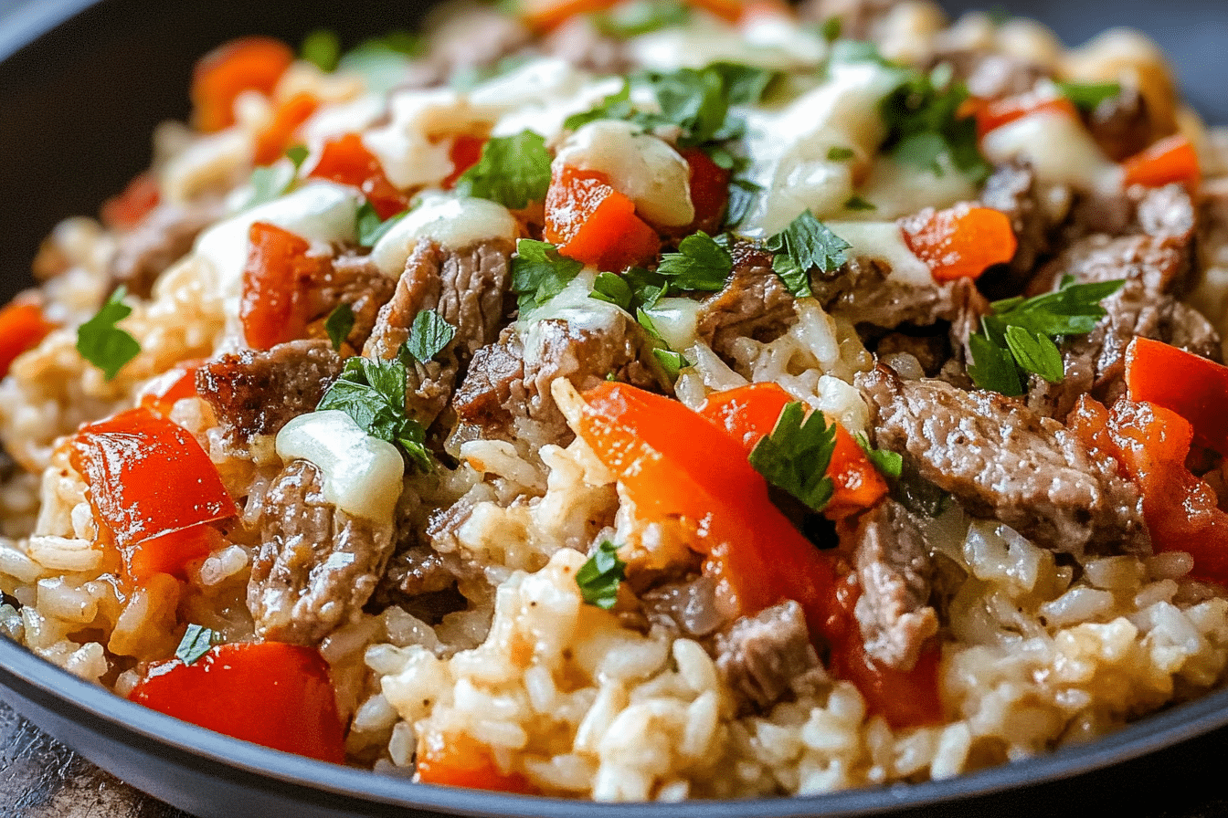 Philly Cheesesteak Rice Skillet