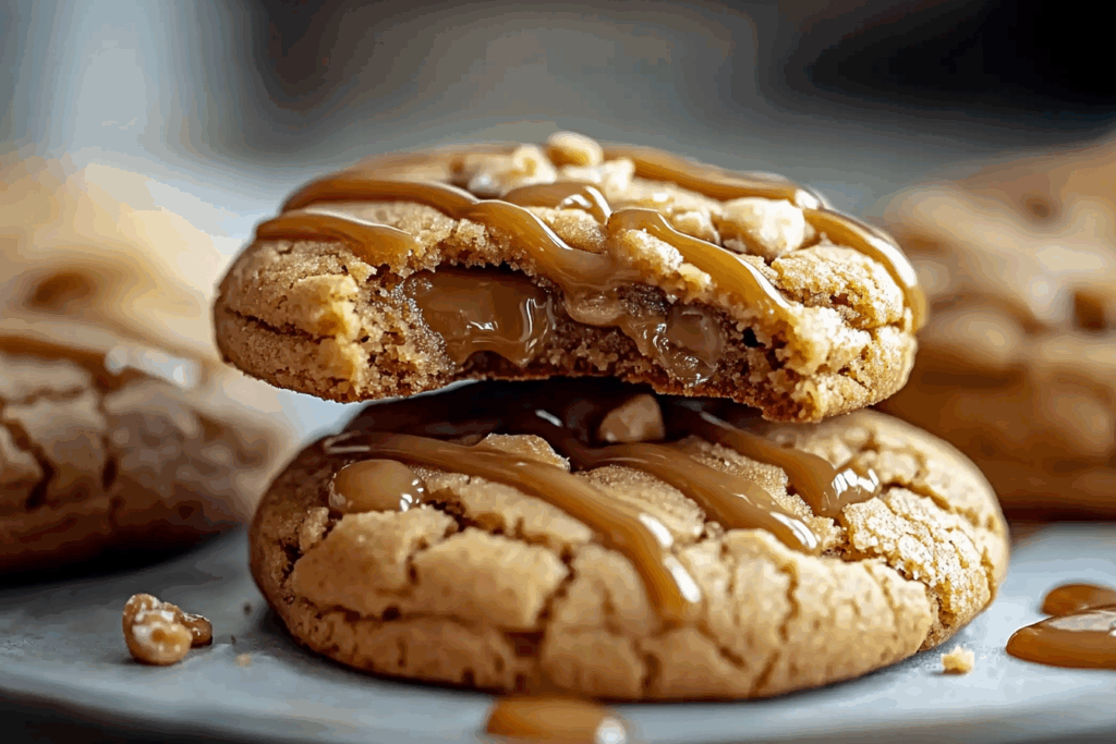 Peanut Butter Caramel Drizzle Cookies