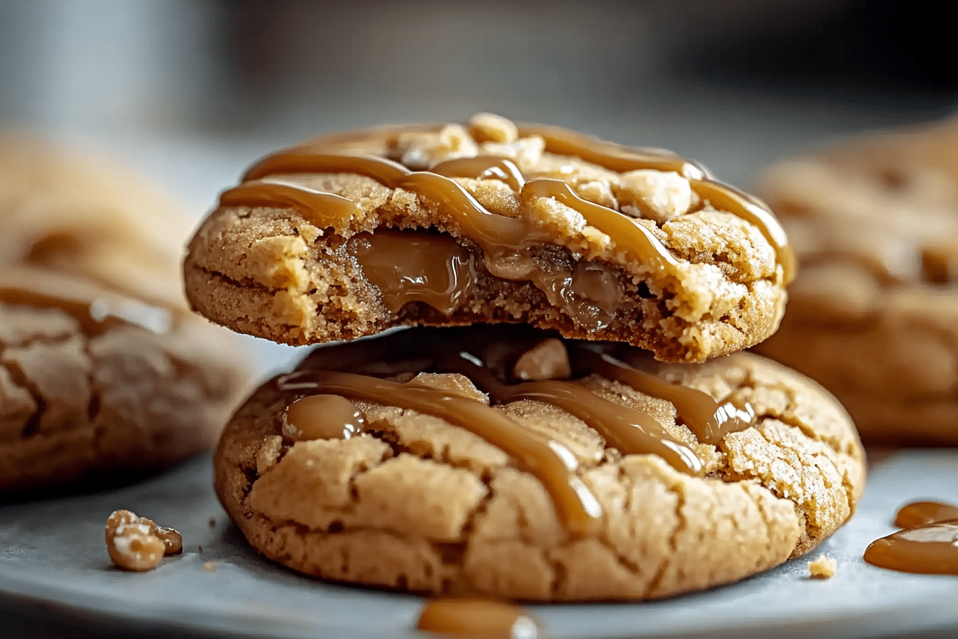 Peanut Butter Caramel Drizzle Cookies