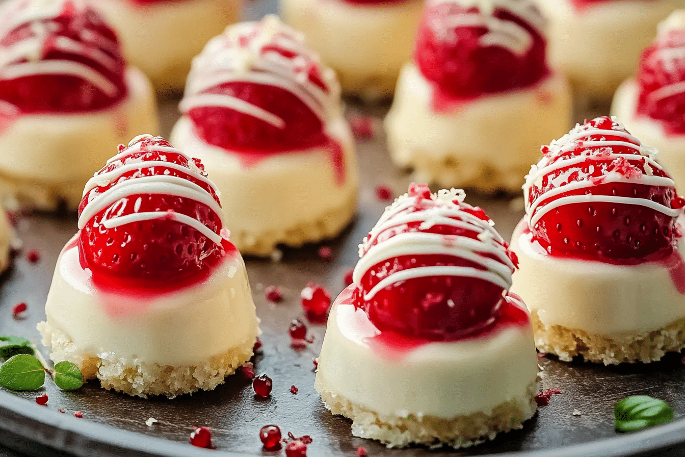 White Chocolate Strawberry Cheesecake Bites