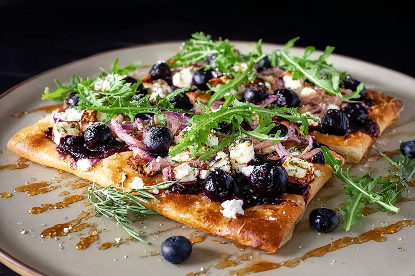 Blueberry Feta Flatbread with Hot Honey