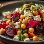 Chickpea, Beet & Feta Salad with Lemon-Garlic Vinaigrette