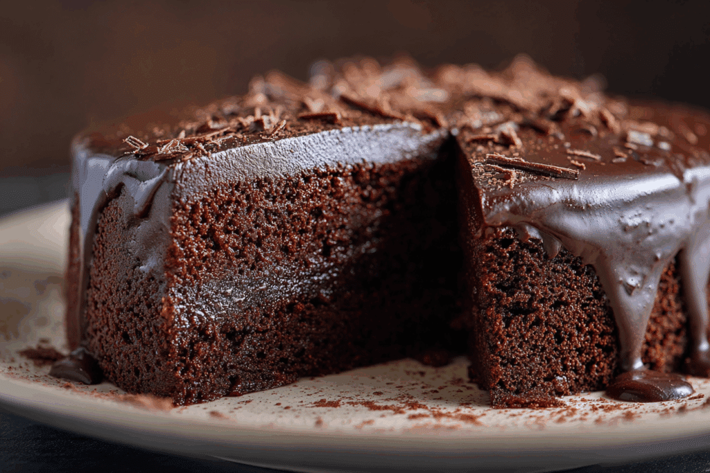 Rich Double Chocolate Moist Fudge Cake