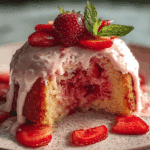 Strawberry Honeybun Cake with Strawberry Cream Icing