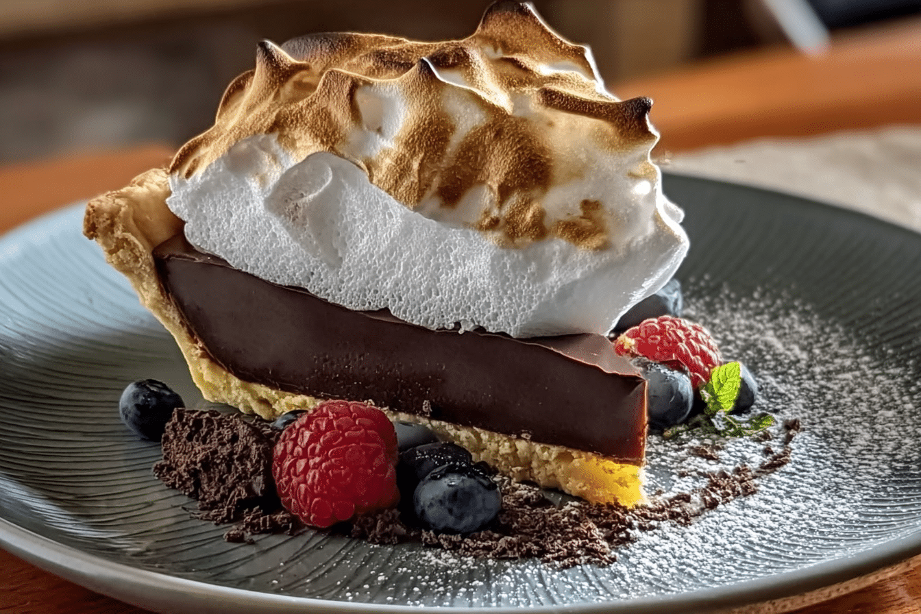 Old Fashioned Chocolate Pie with Golden Meringue